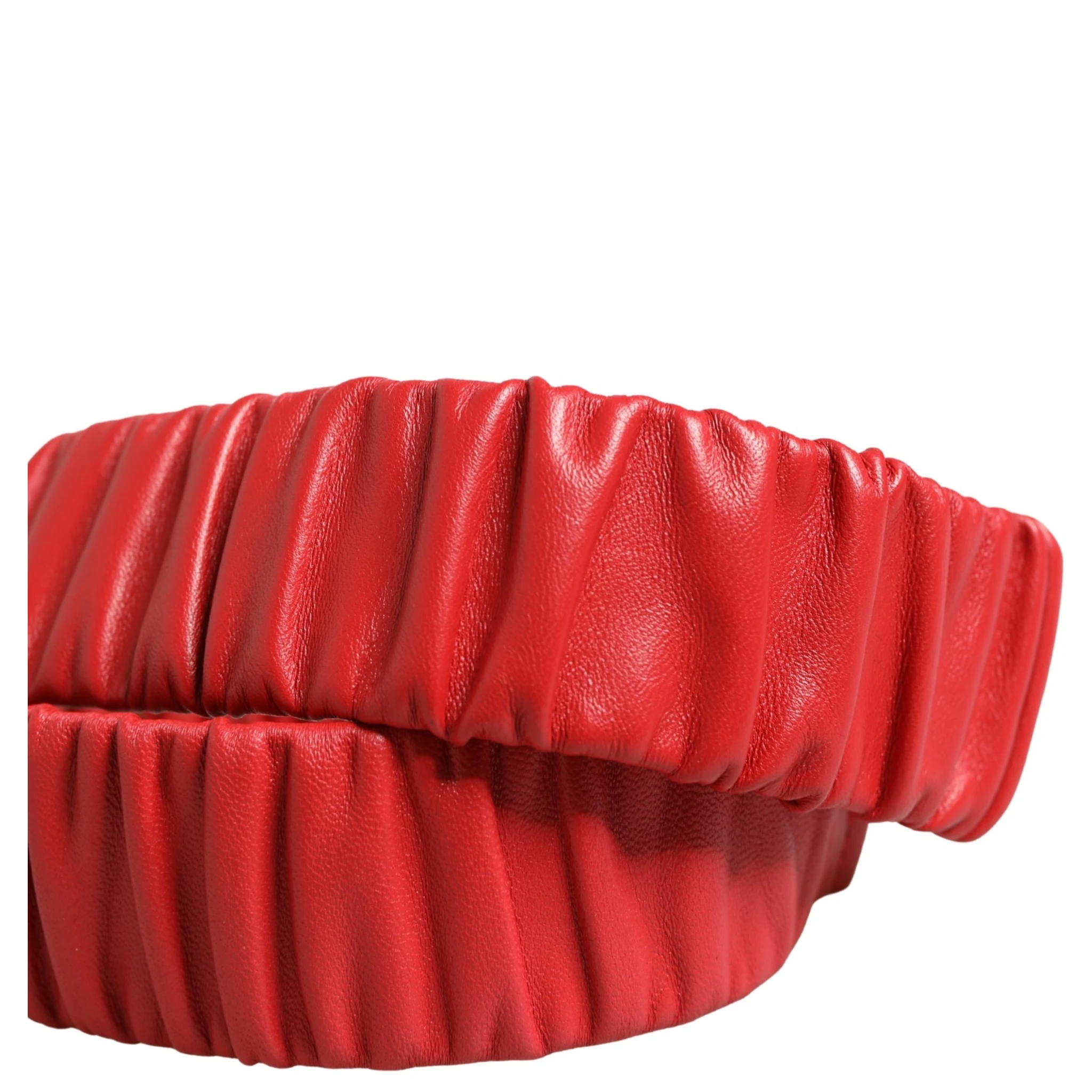 Red Leather Gold Heart Metal Buckle Belt