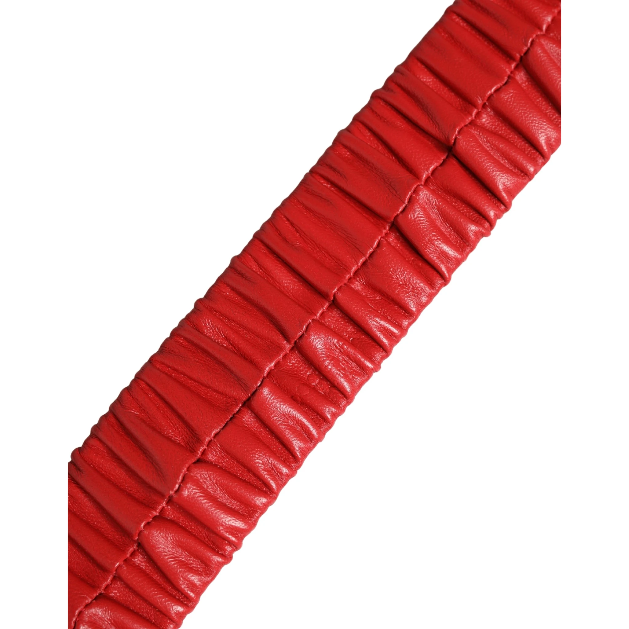 Red Leather Gold Heart Metal Buckle Belt