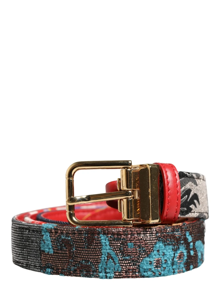 Multicolor Floral Jacquard Metal Buckle Belt alternative