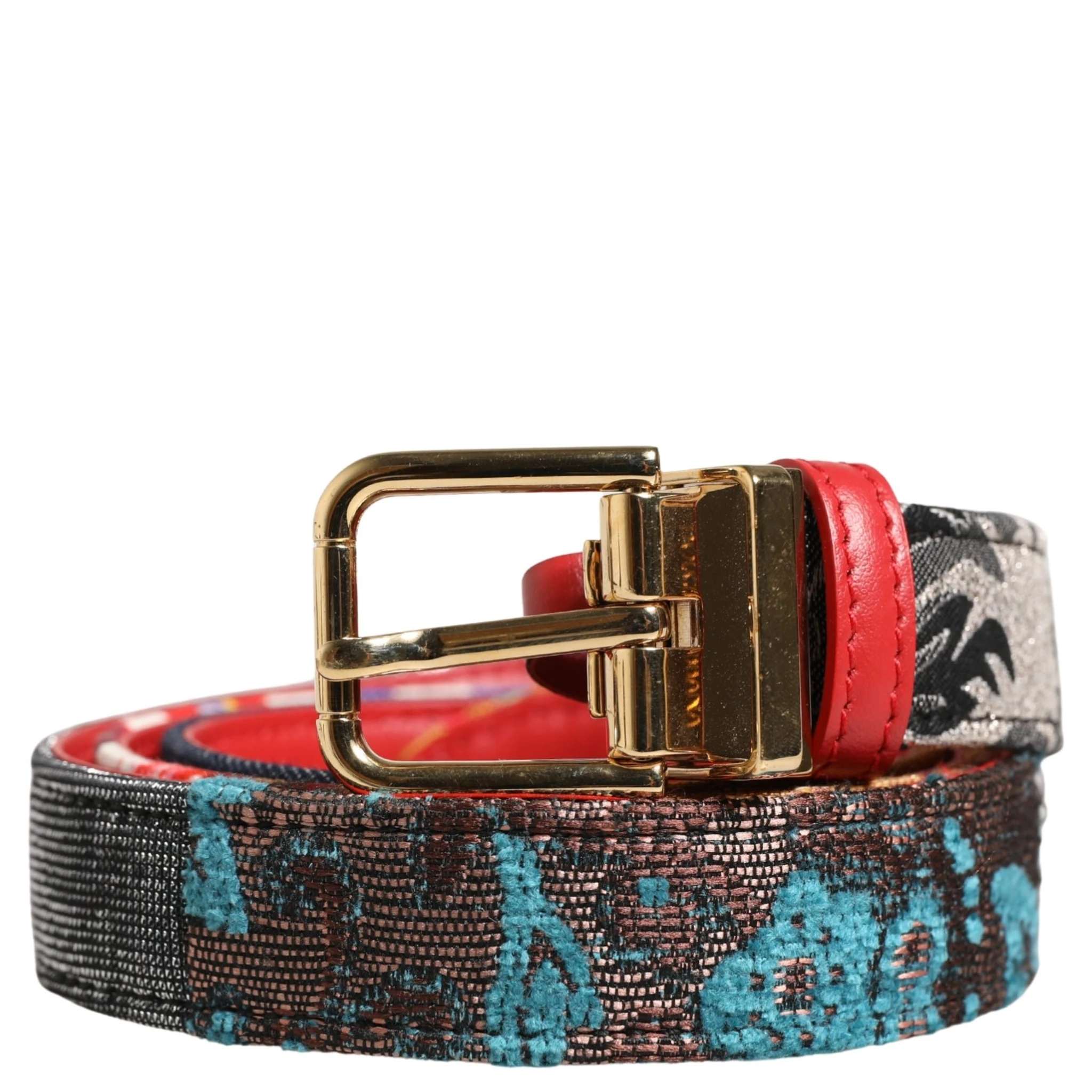 Multicolor Floral Jacquard Metal Buckle Belt