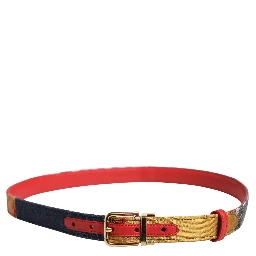 Multicolor Floral Jacquard Metal Buckle Belt