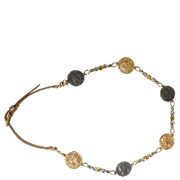 Gold Brass Chain Coin Embellished Metal Buckle Belt