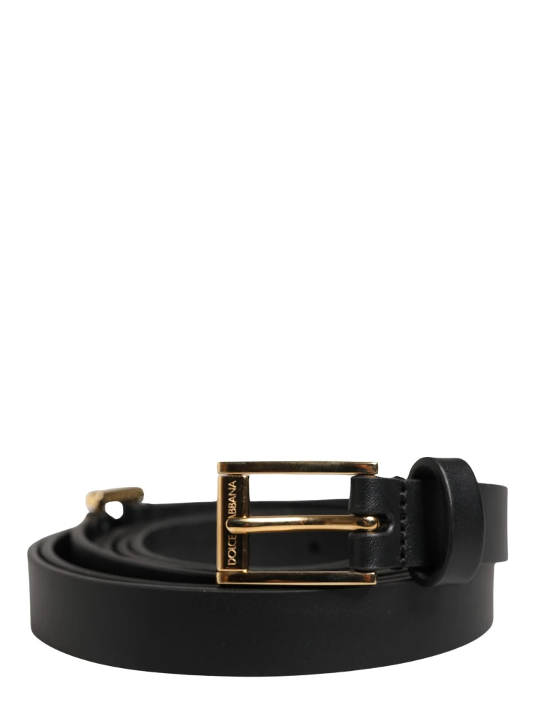 Men Black Leather Classic Metal Buckle Belt