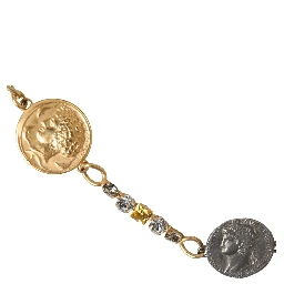 Gold Brass Chain Coin Embellished Metal Buckle Belt