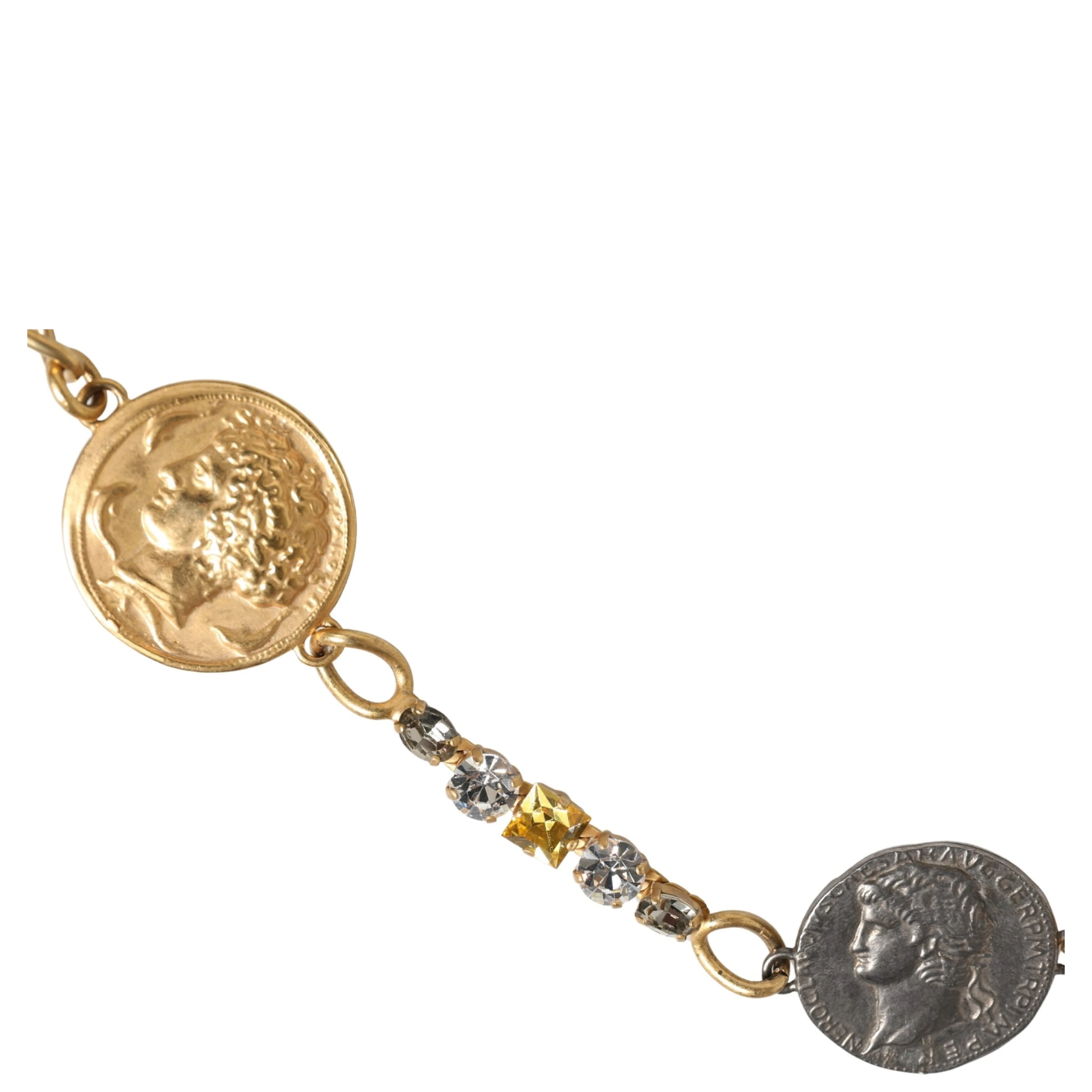 Gold Brass Chain Coin Embellished Metal Buckle Belt