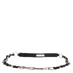 Black Leather Silver Chain Bag Accessory Shoulder Strap