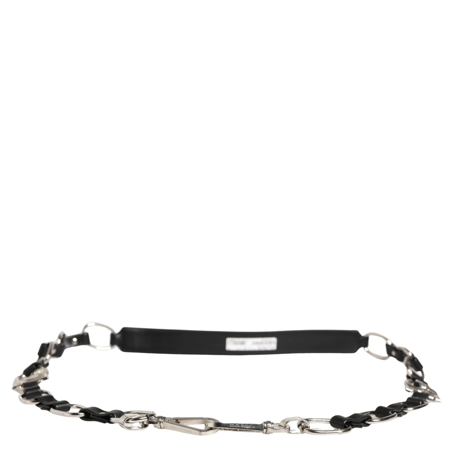 Black Leather Silver Chain Bag Accessory Shoulder Strap