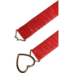 Red Leather Gold Heart Metal Buckle Belt
