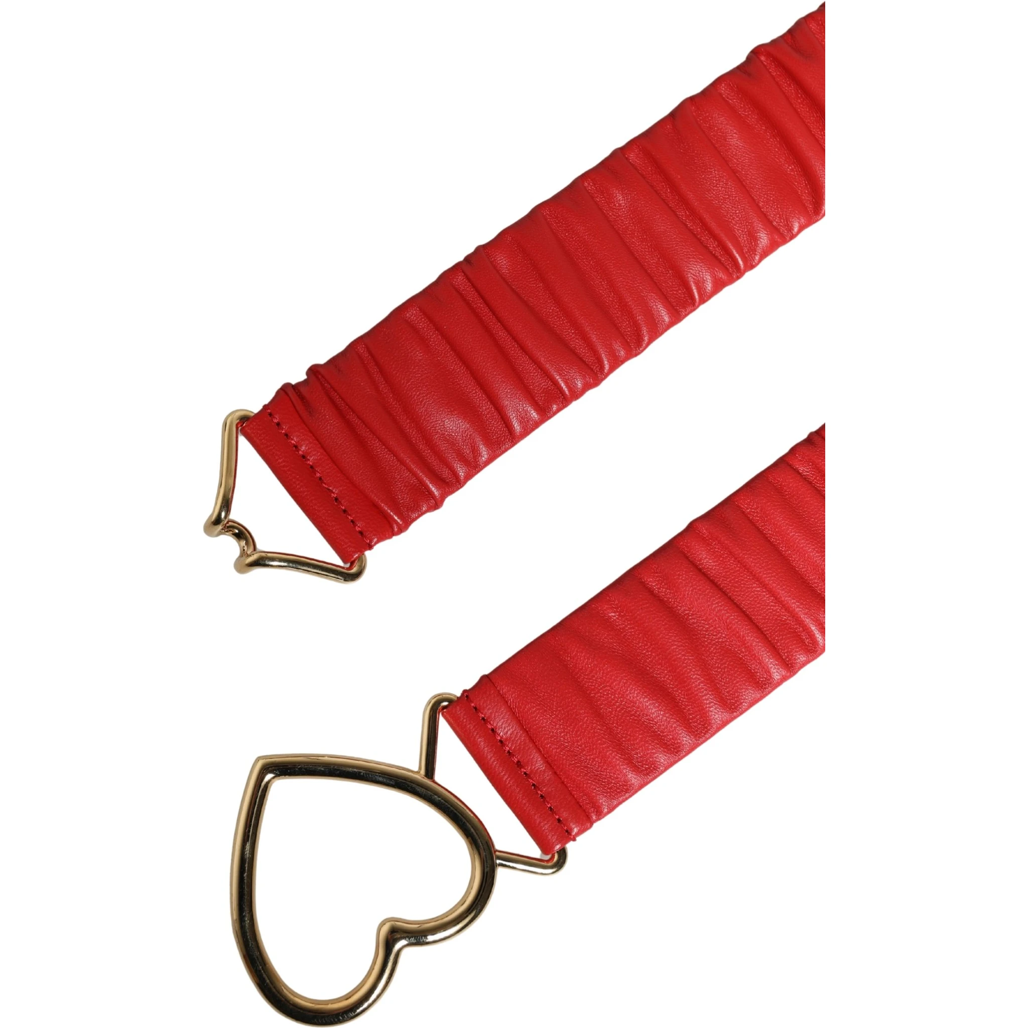 Red Leather Gold Heart Metal Buckle Belt