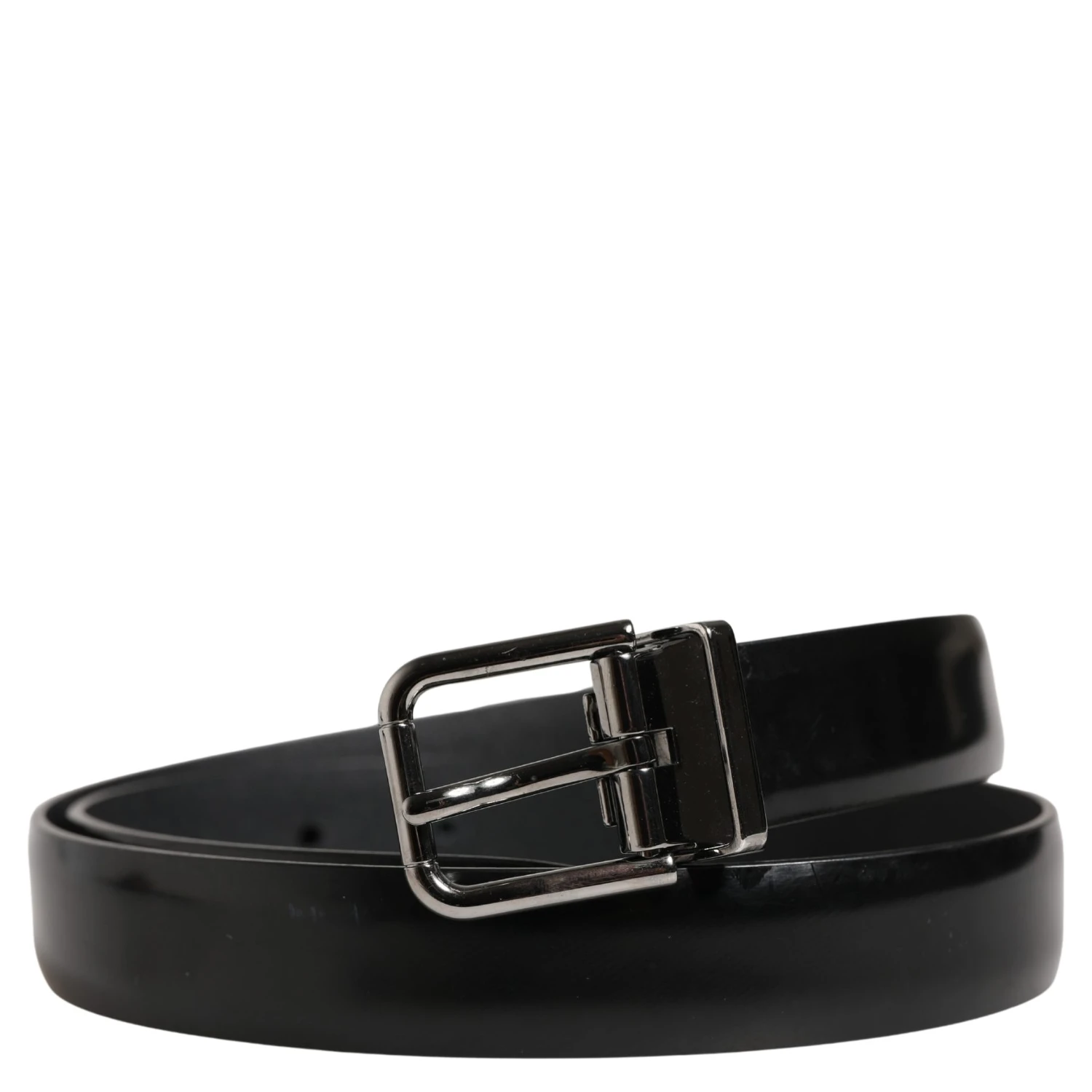 Men Black Leather Classic Metal Buckle Belt