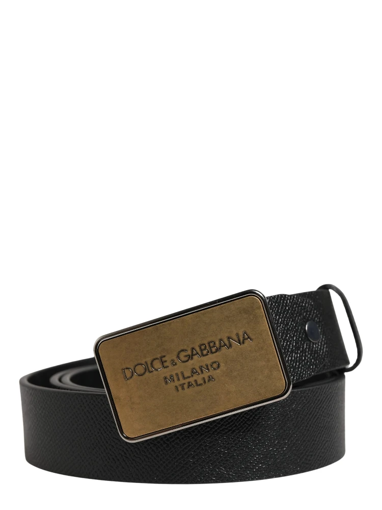 Black Classic Calf Leather Metal Buckle Belt