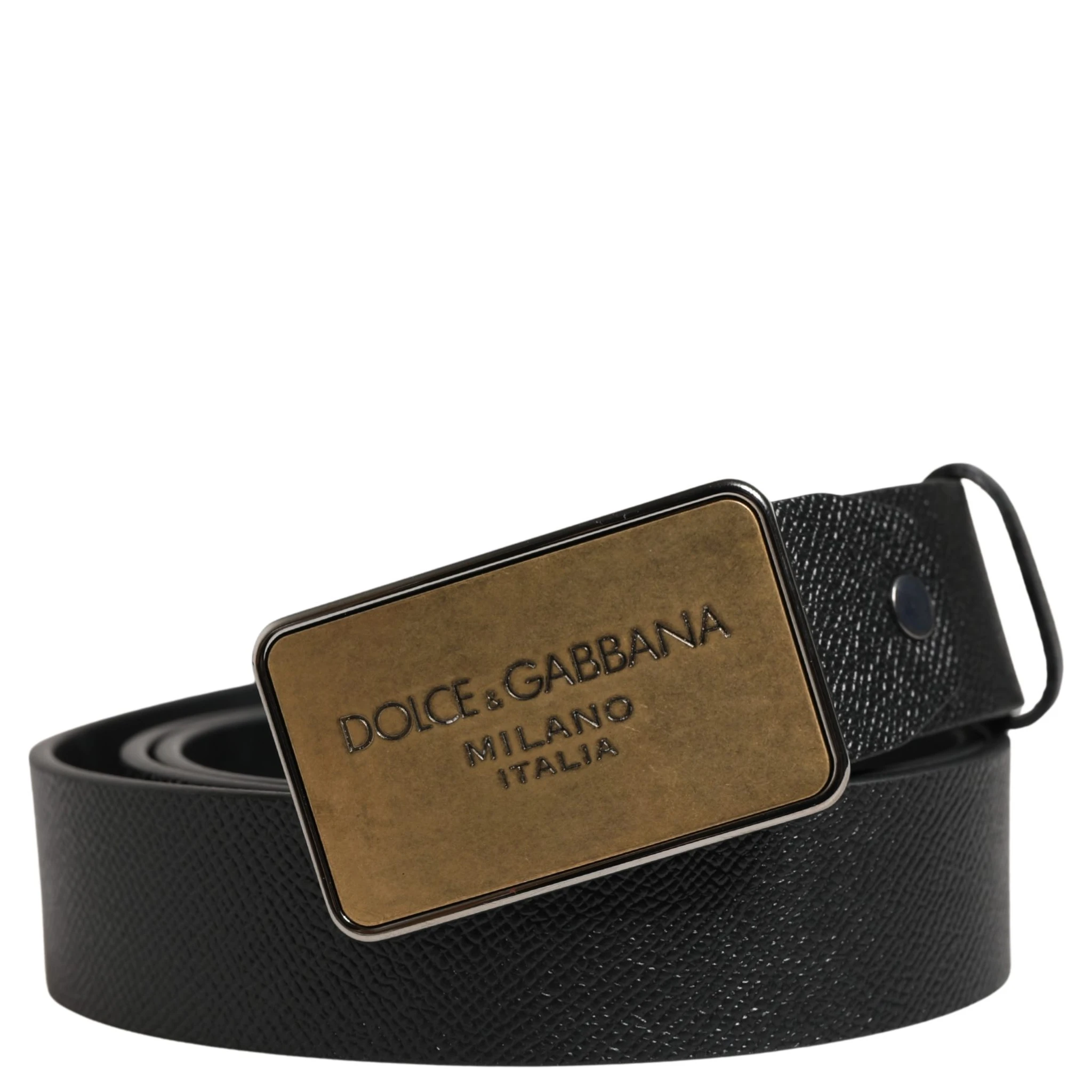 Black Classic Calf Leather Metal Buckle Belt