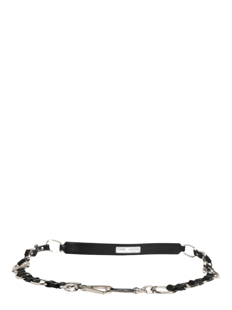 Black Leather Silver Chain Bag Accessory Shoulder Strap alternative