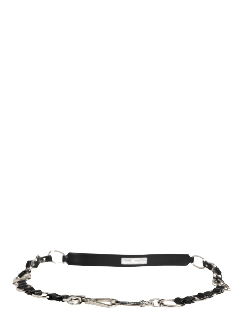 Black Leather Silver Chain Bag Accessory Shoulder Strap