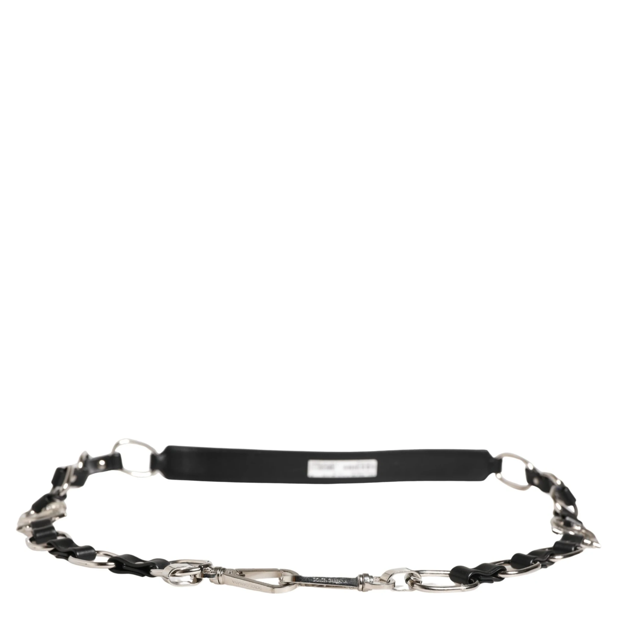 Black Leather Silver Chain Bag Accessory Shoulder Strap