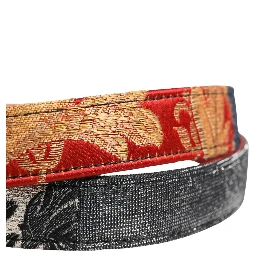 Multicolor Floral Jacquard Metal Buckle Belt