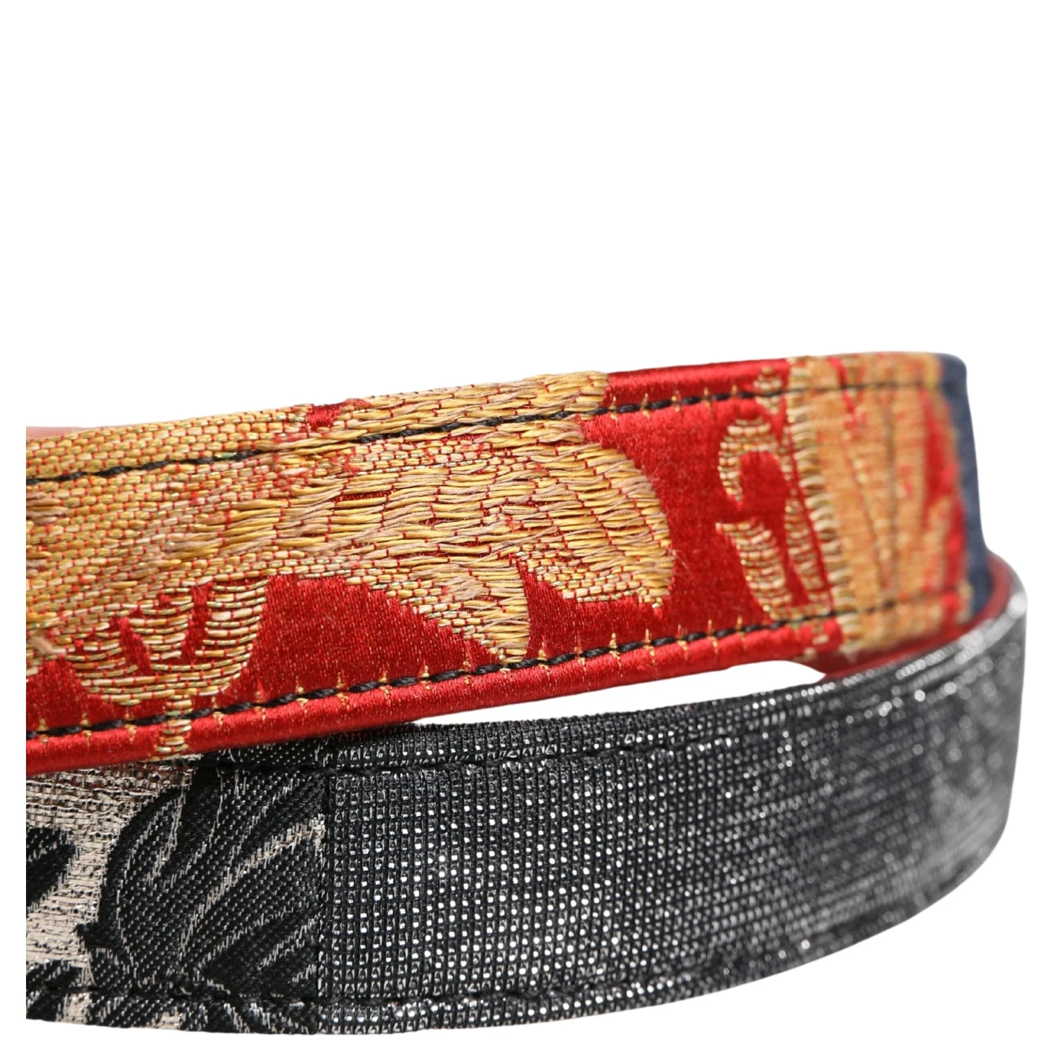 Multicolor Floral Jacquard Metal Buckle Belt