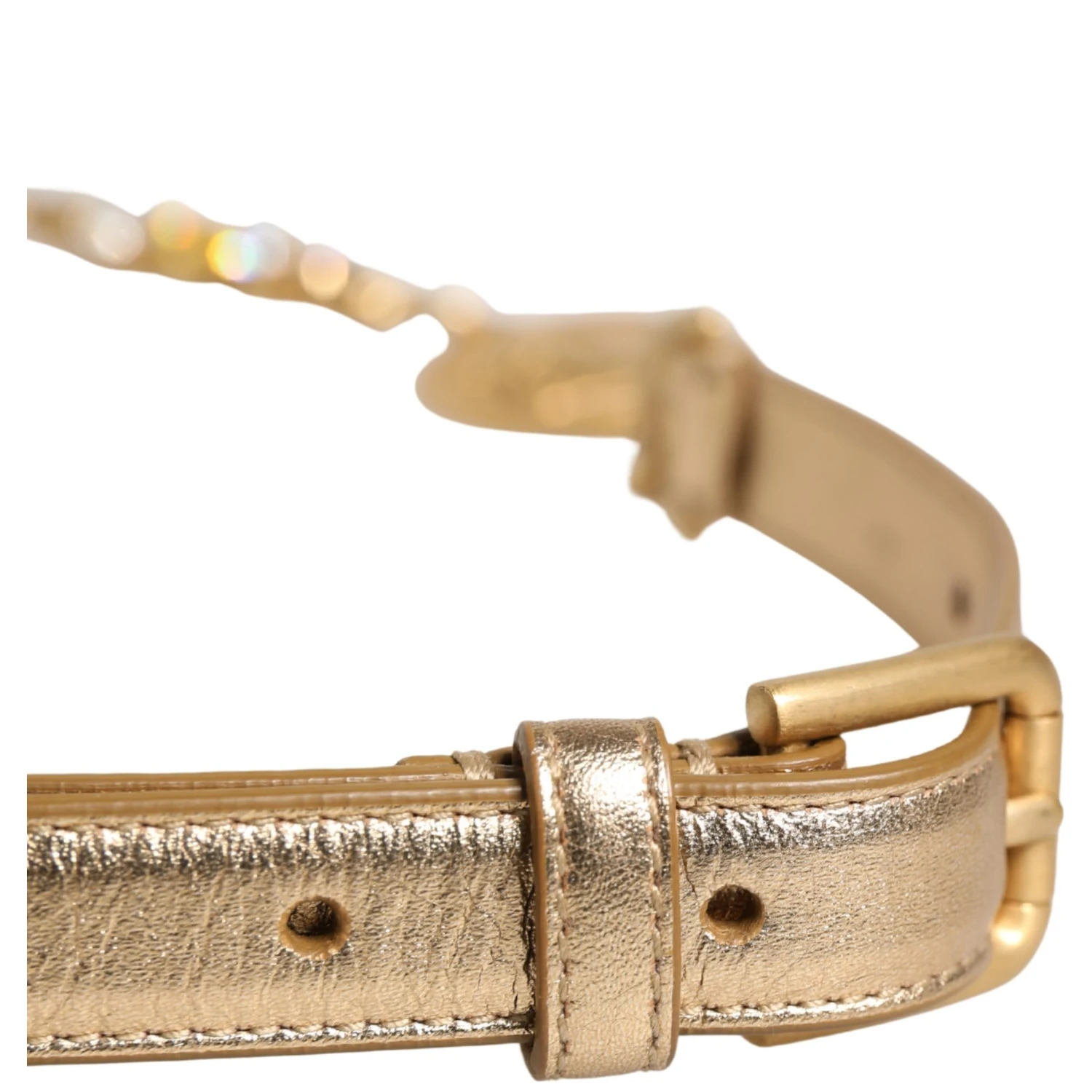 Gold Brass Chain Coin Embellished Metal Buckle Belt