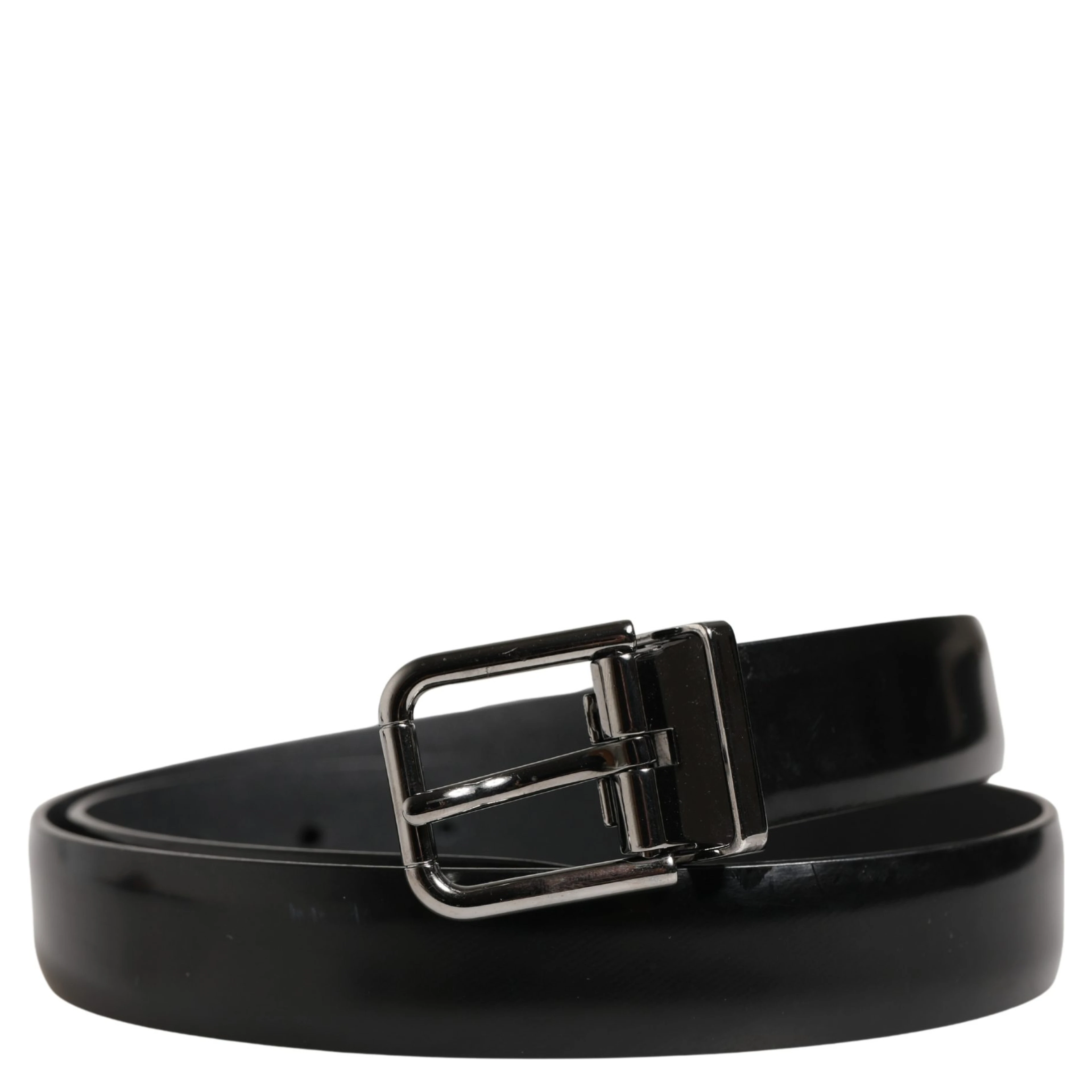 Men Black Leather Classic Metal Buckle Belt