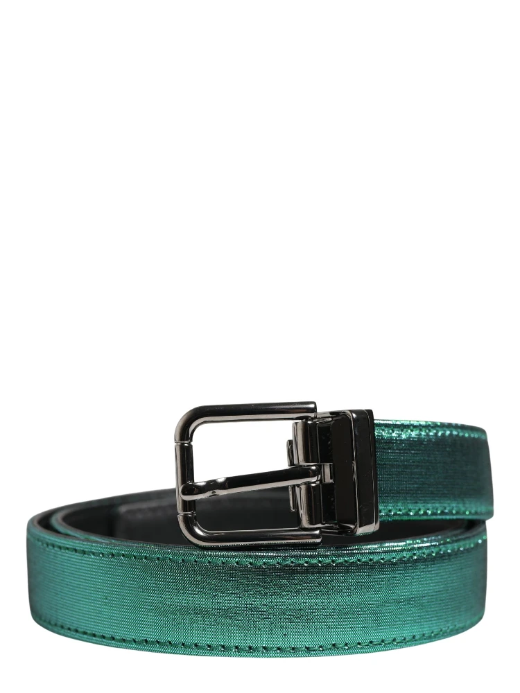 Men Green Lurex Polyester Metal Buckle Belt alternative