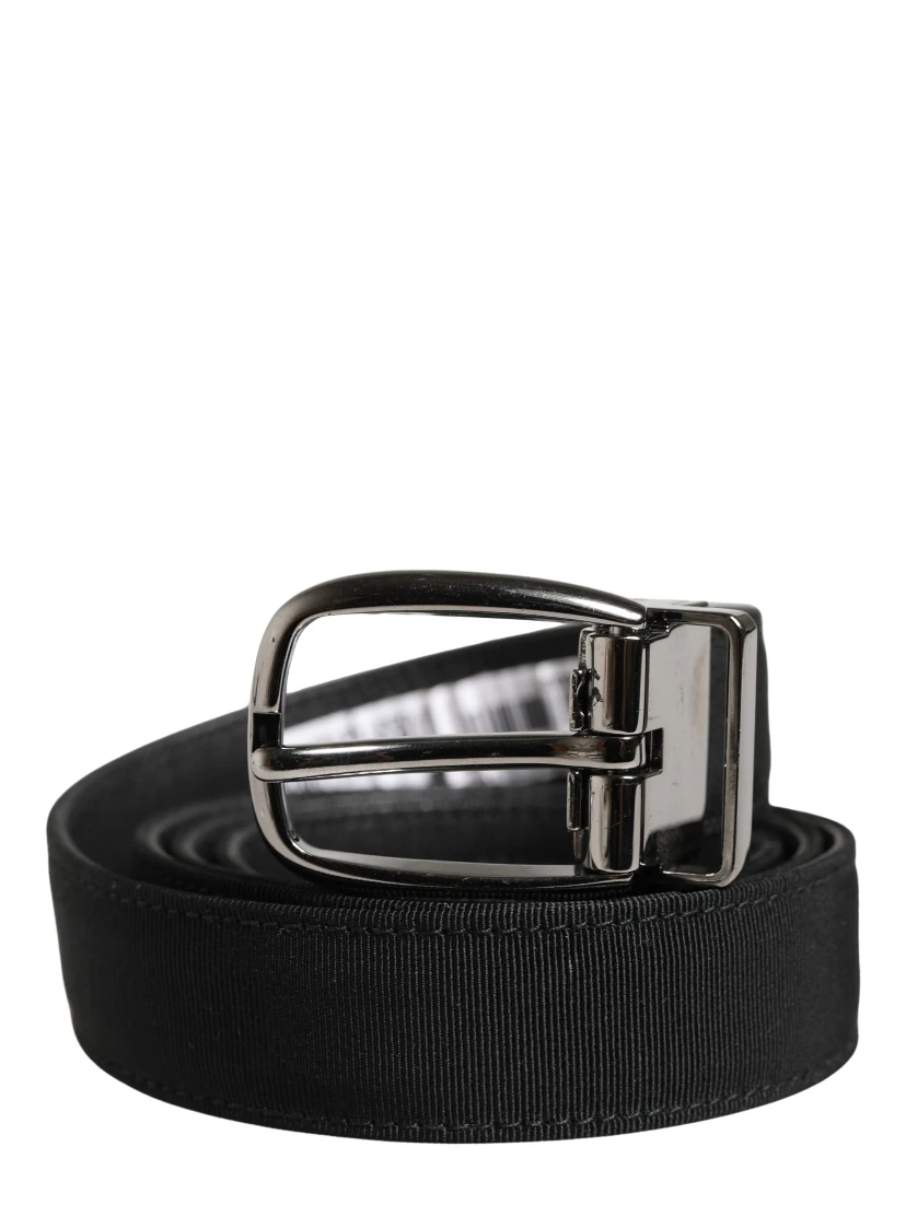 Men Black Viscose Silver Metal Buckle Belt