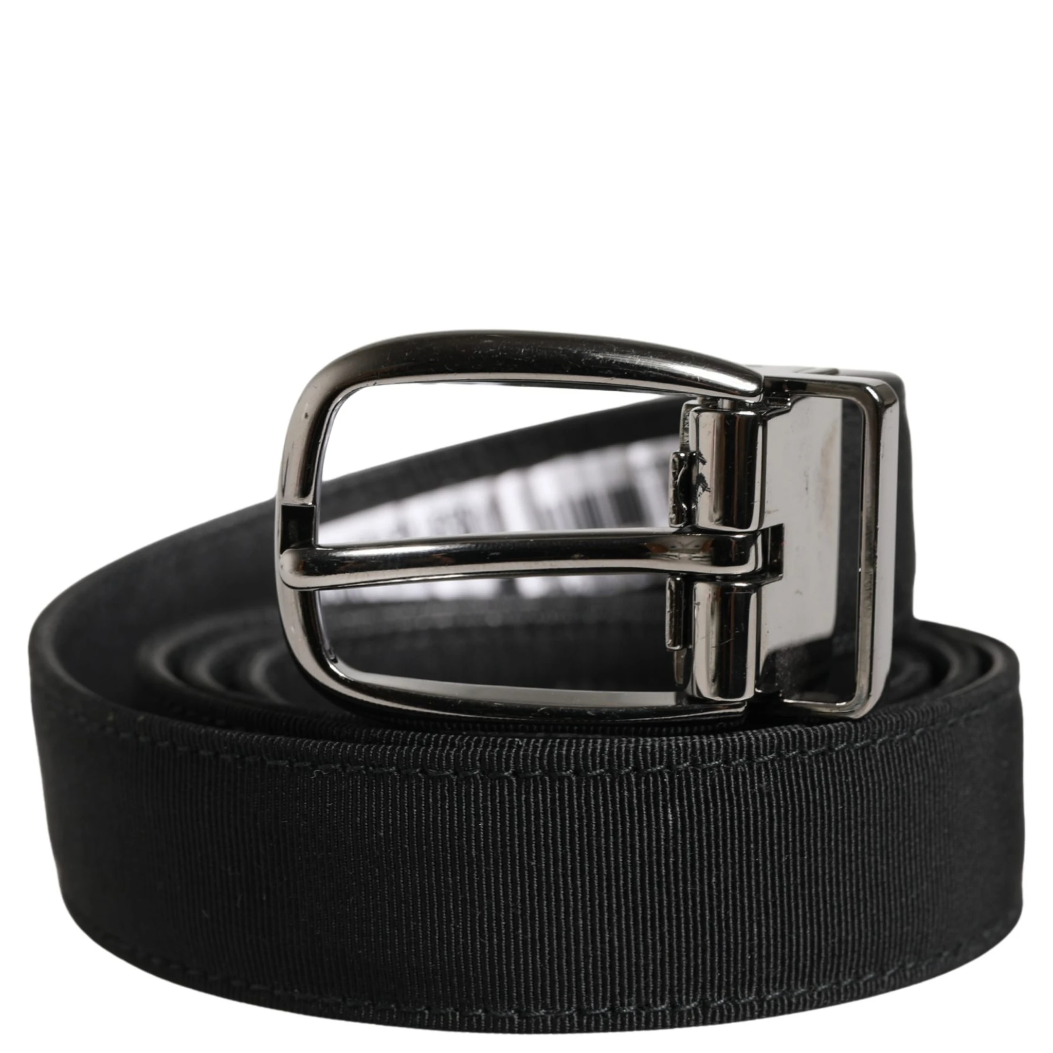 Men Black Viscose Silver Metal Buckle Belt