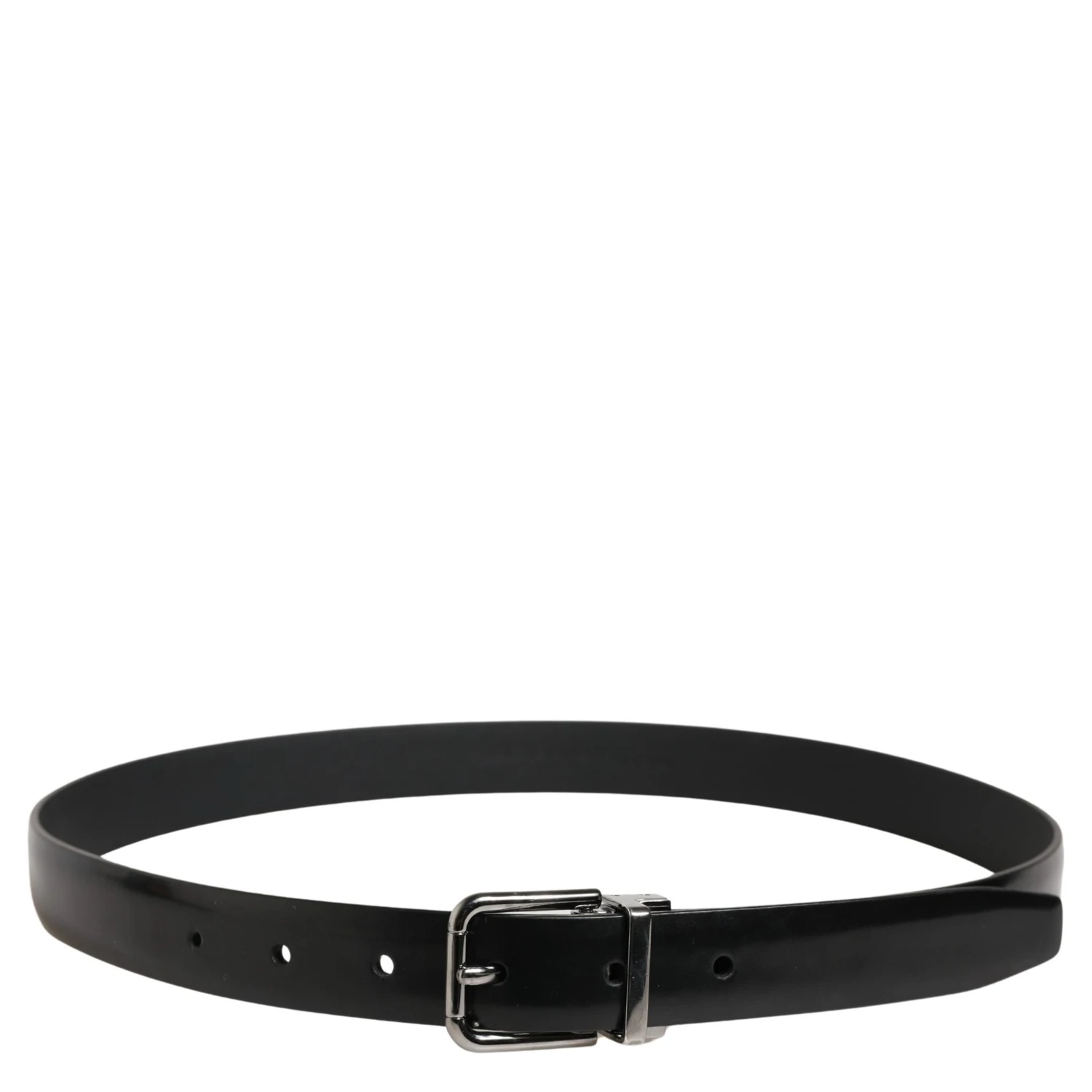 Men Black Leather Classic Metal Buckle Belt