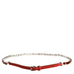 Red Velvet Crystals Chain Embellished Belt