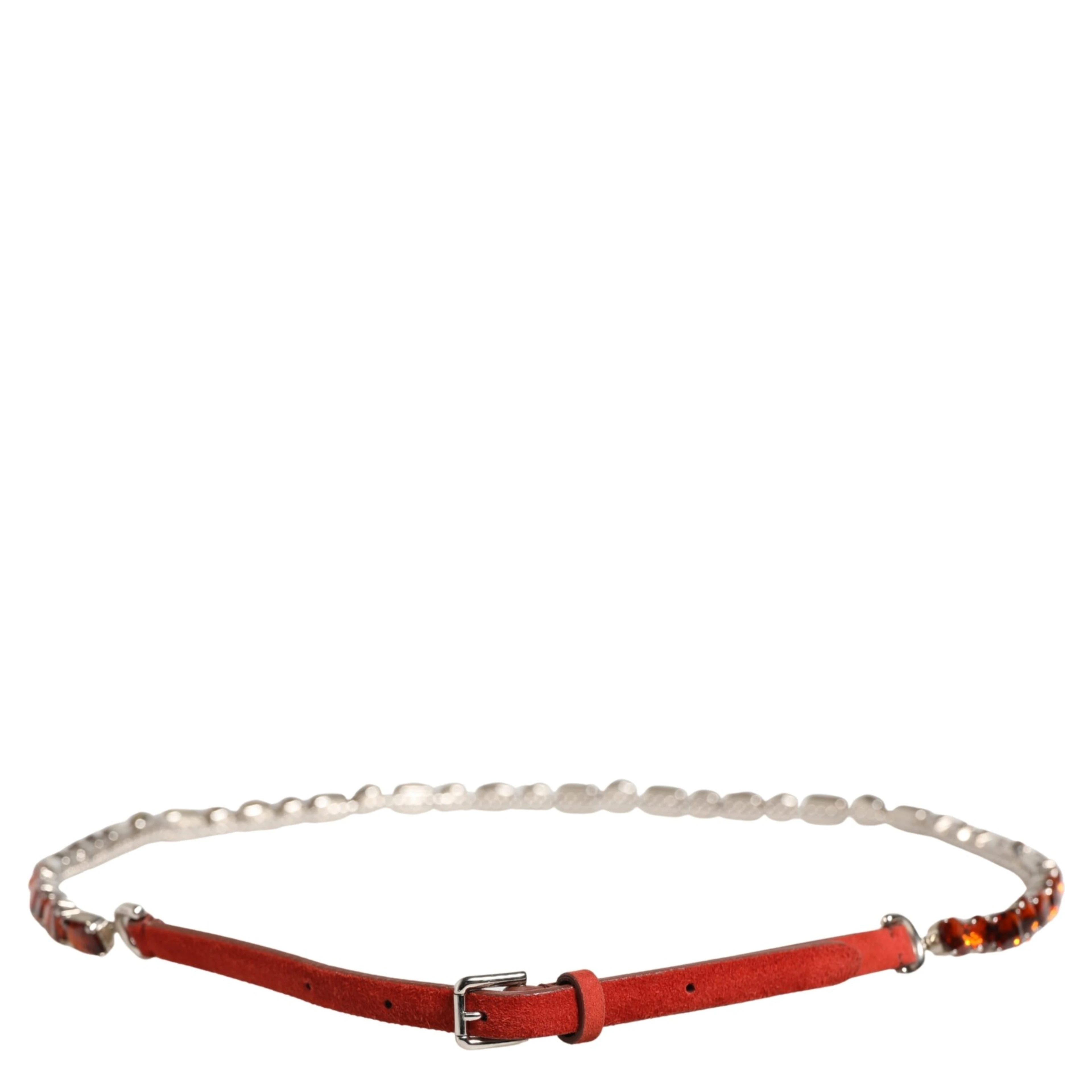 Red Velvet Crystals Chain Embellished Belt