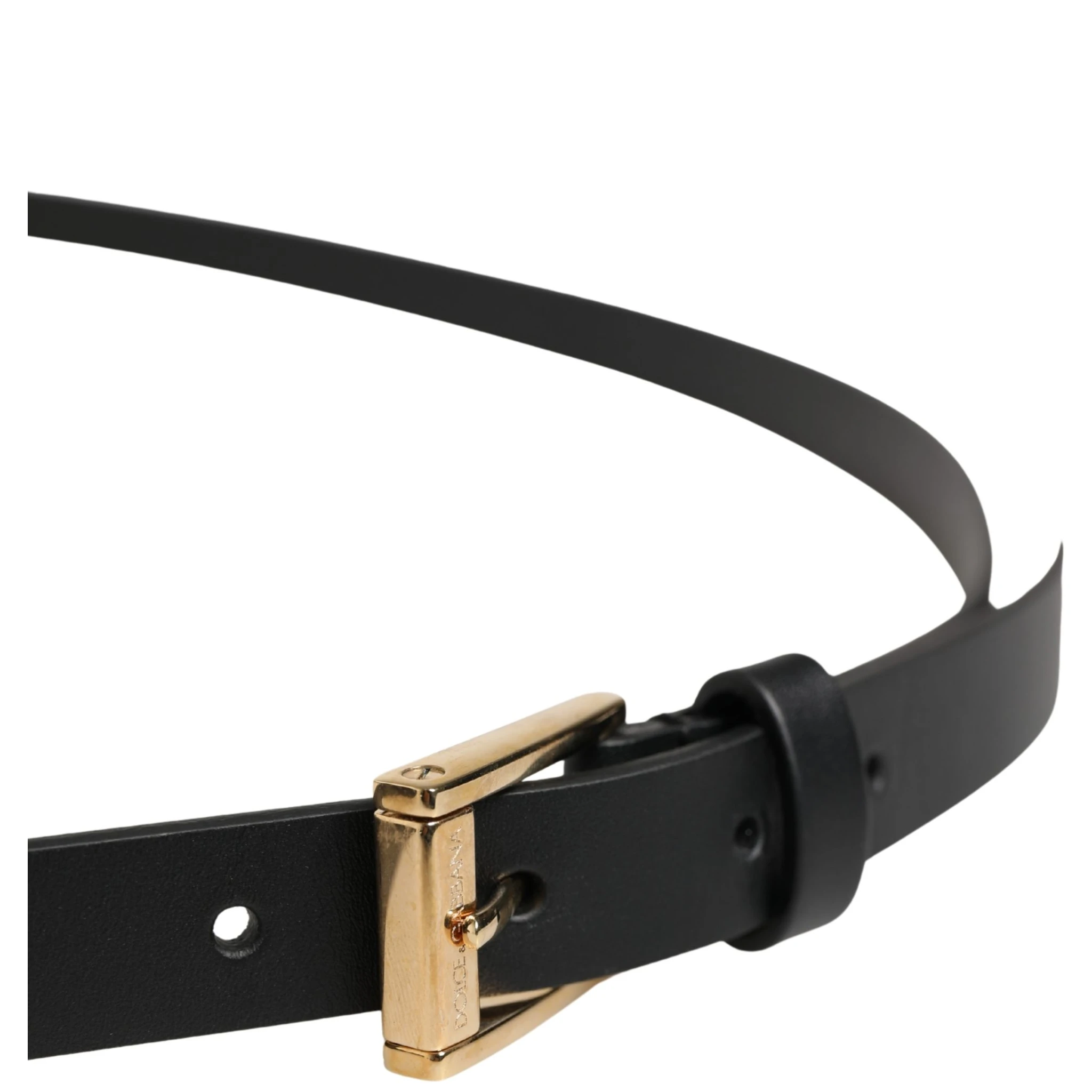 Men Black Leather Classic Metal Buckle Belt