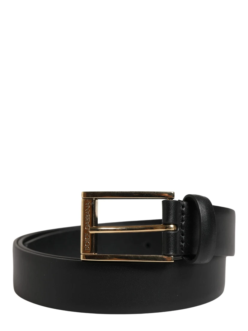 Men Black Classic Leather Metal Buckle Belt