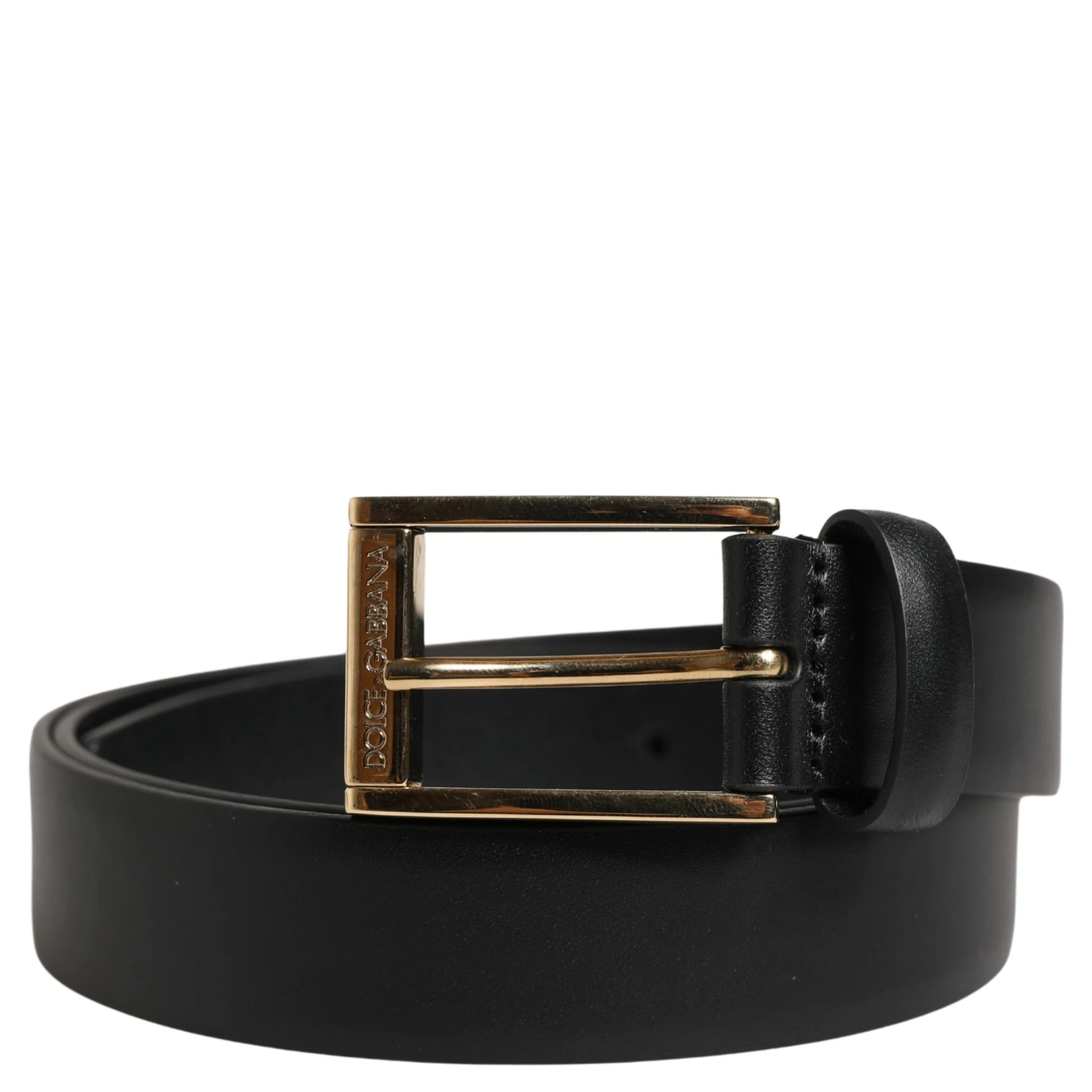 Men Black Classic Leather Metal Buckle Belt