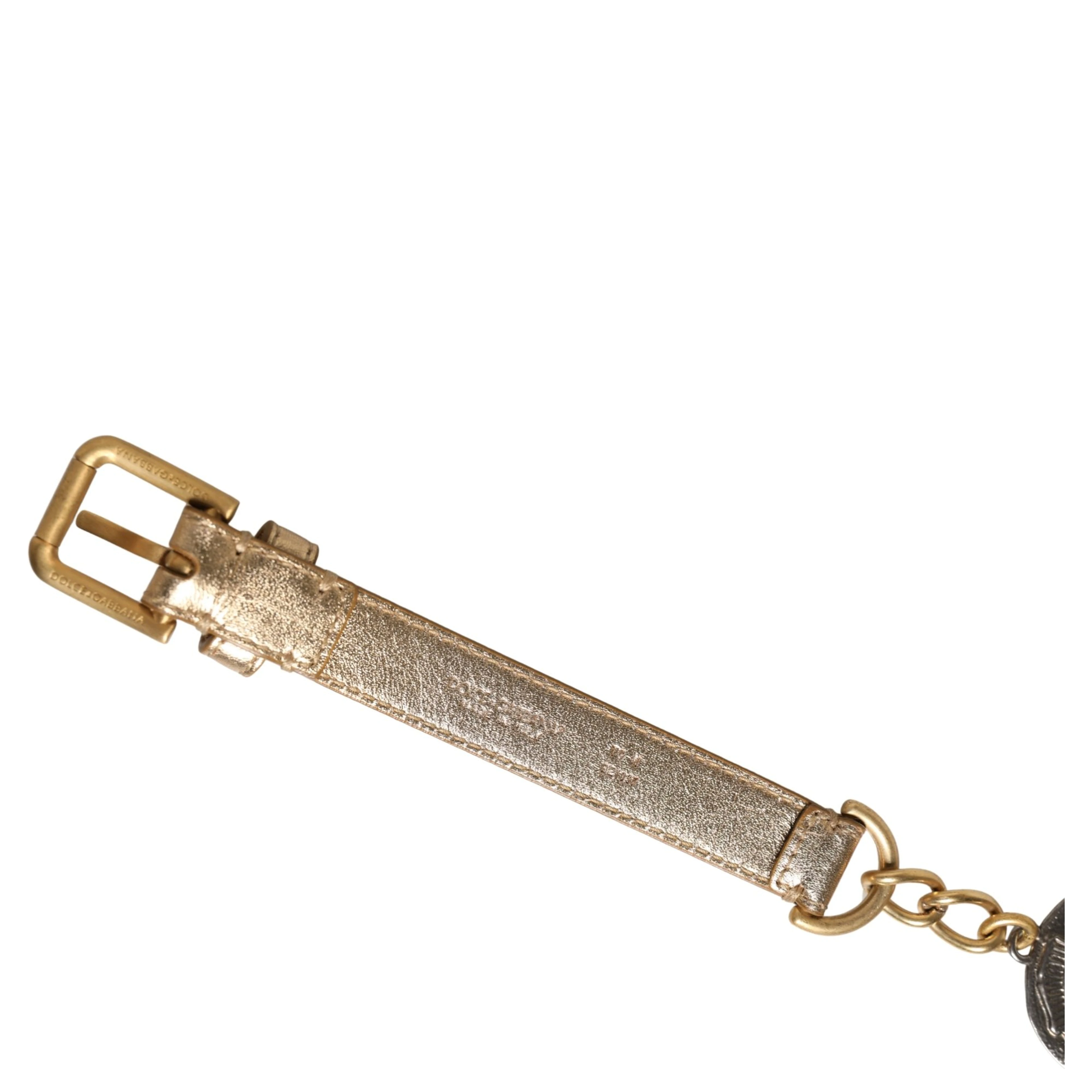 Gold Brass Chain Coin Embellished Metal Buckle Belt