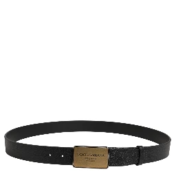 Black Classic Calf Leather Metal Buckle Belt