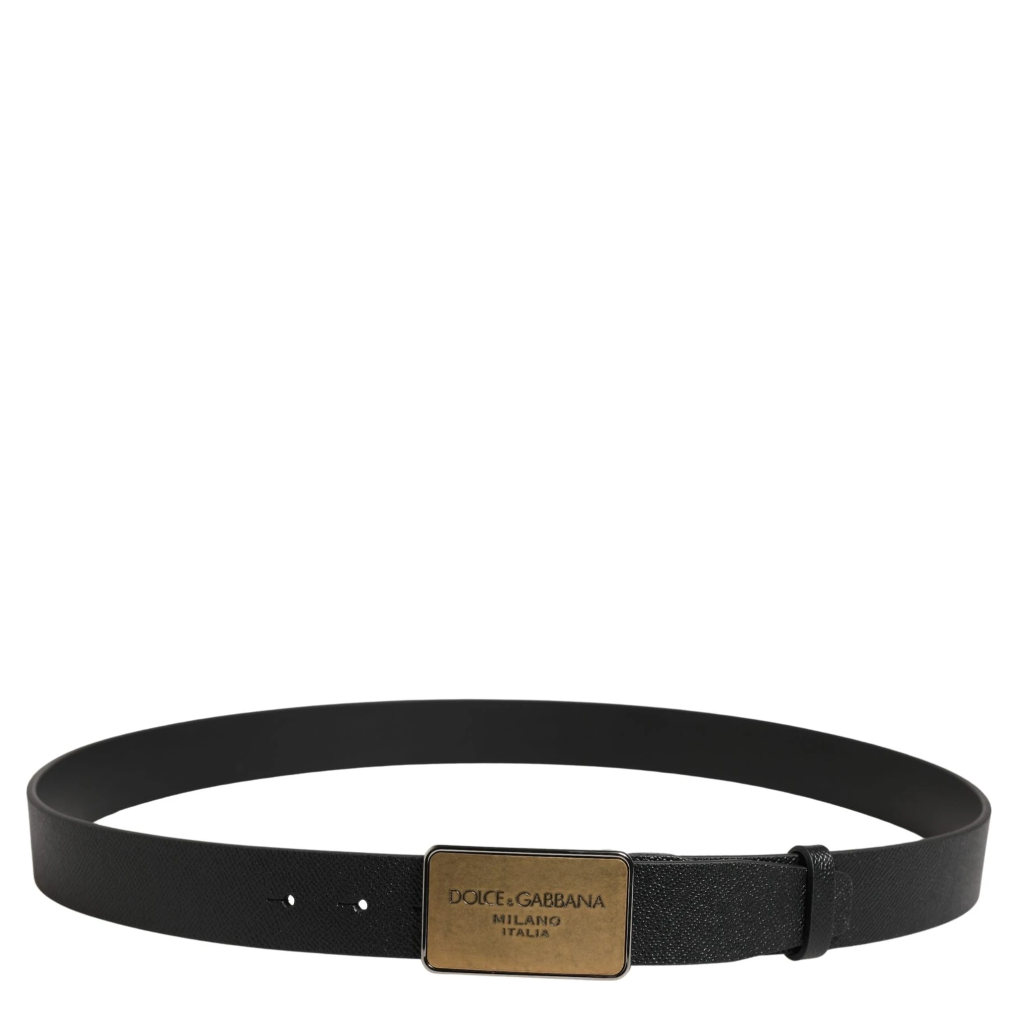 Black Classic Calf Leather Metal Buckle Belt