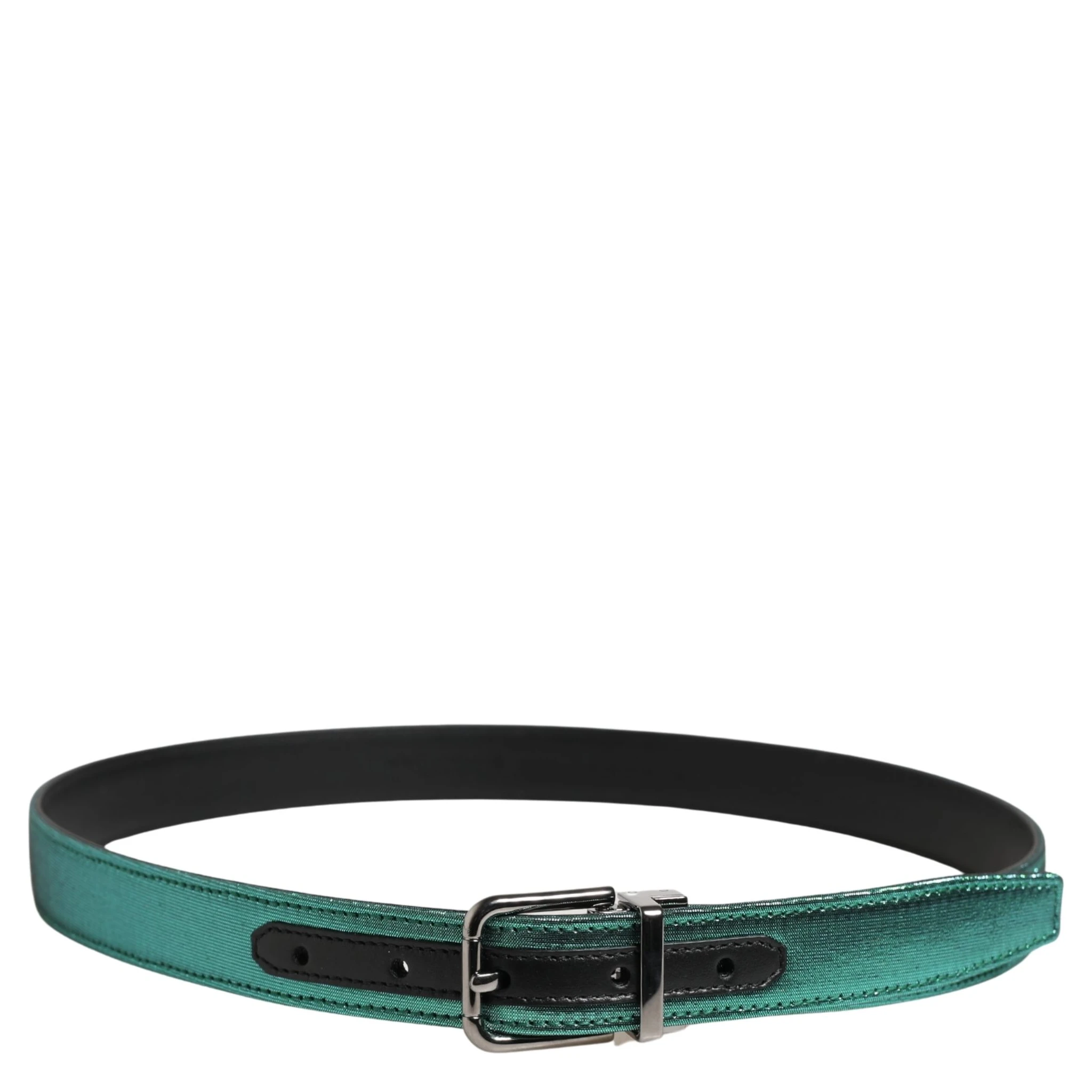 Men Green Lurex Polyester Metal Buckle Belt
