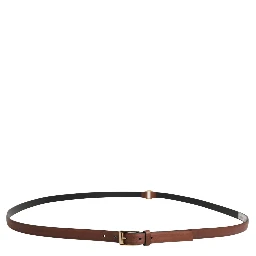 Men Brown Leather Classic Metal Buckle Belt