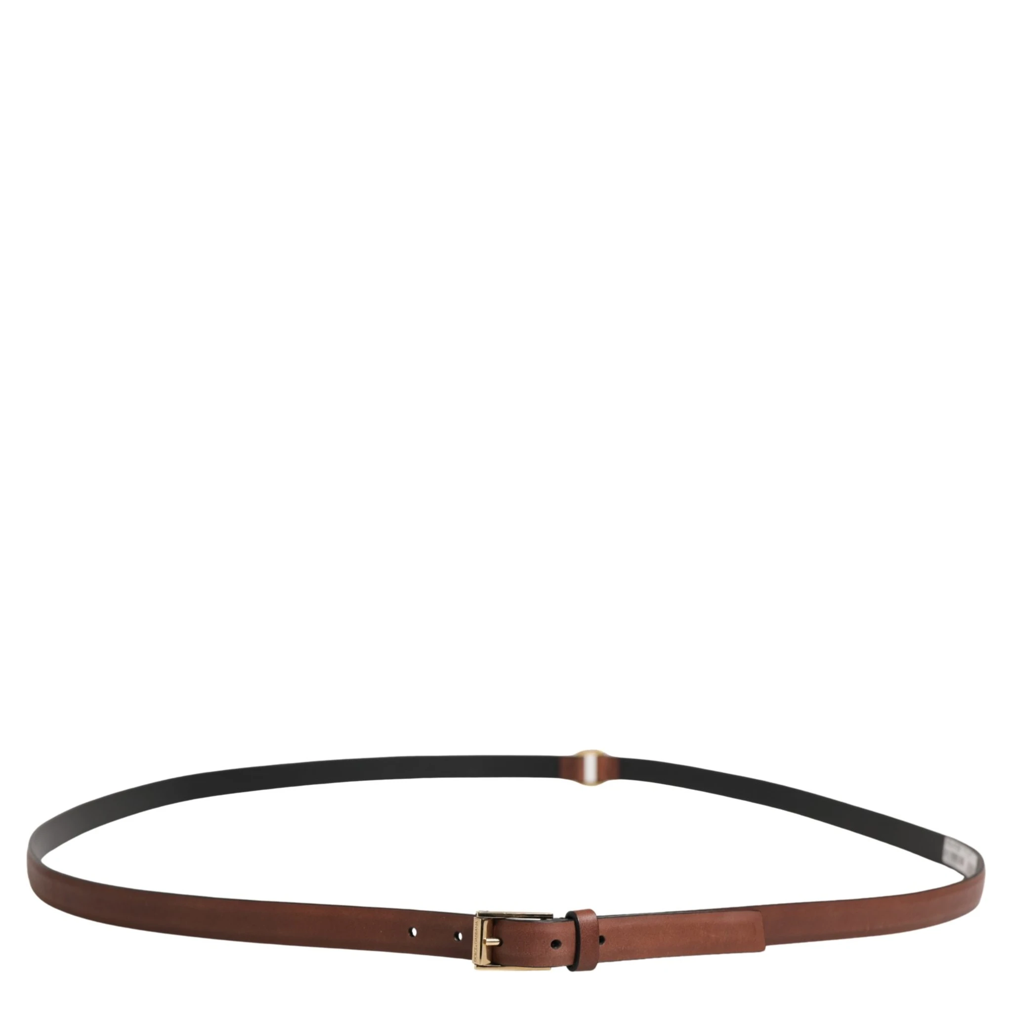 Men Brown Leather Classic Metal Buckle Belt