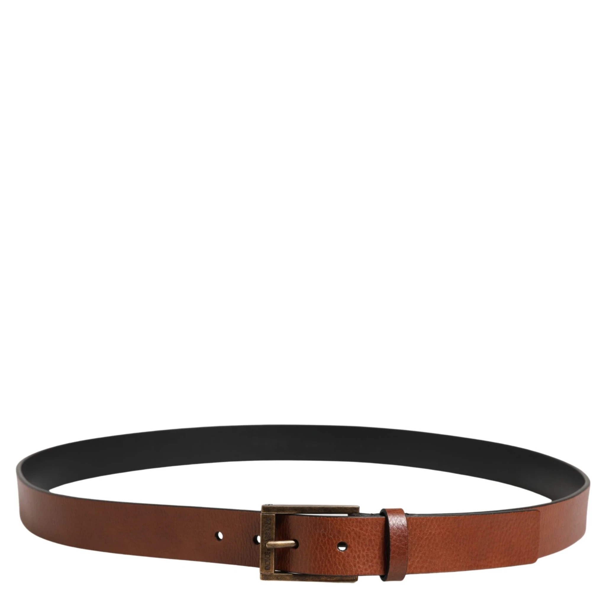 Men Brown Leather Classic Metal Buckle Belt