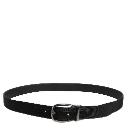 Men Black Viscose Silver Metal Buckle Belt