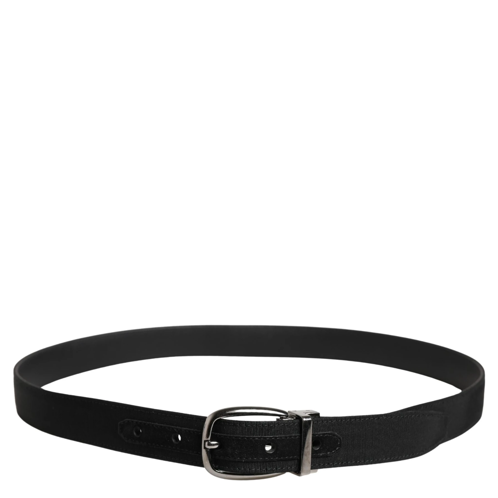 Men Black Viscose Silver Metal Buckle Belt