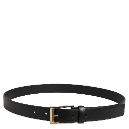 Men Black Classic Leather Metal Buckle Belt