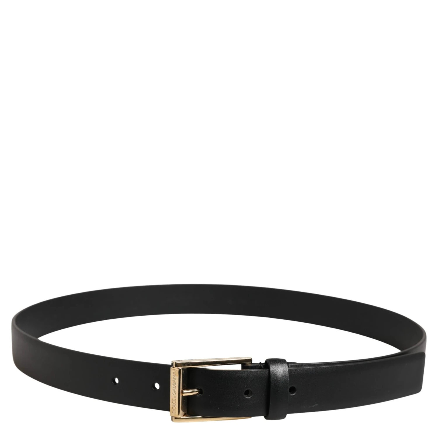 Men Black Classic Leather Metal Buckle Belt