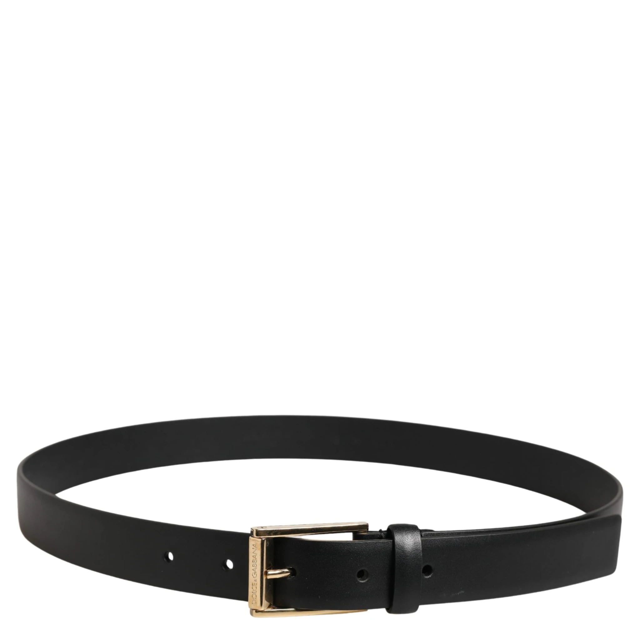 Men Black Classic Leather Metal Buckle Belt