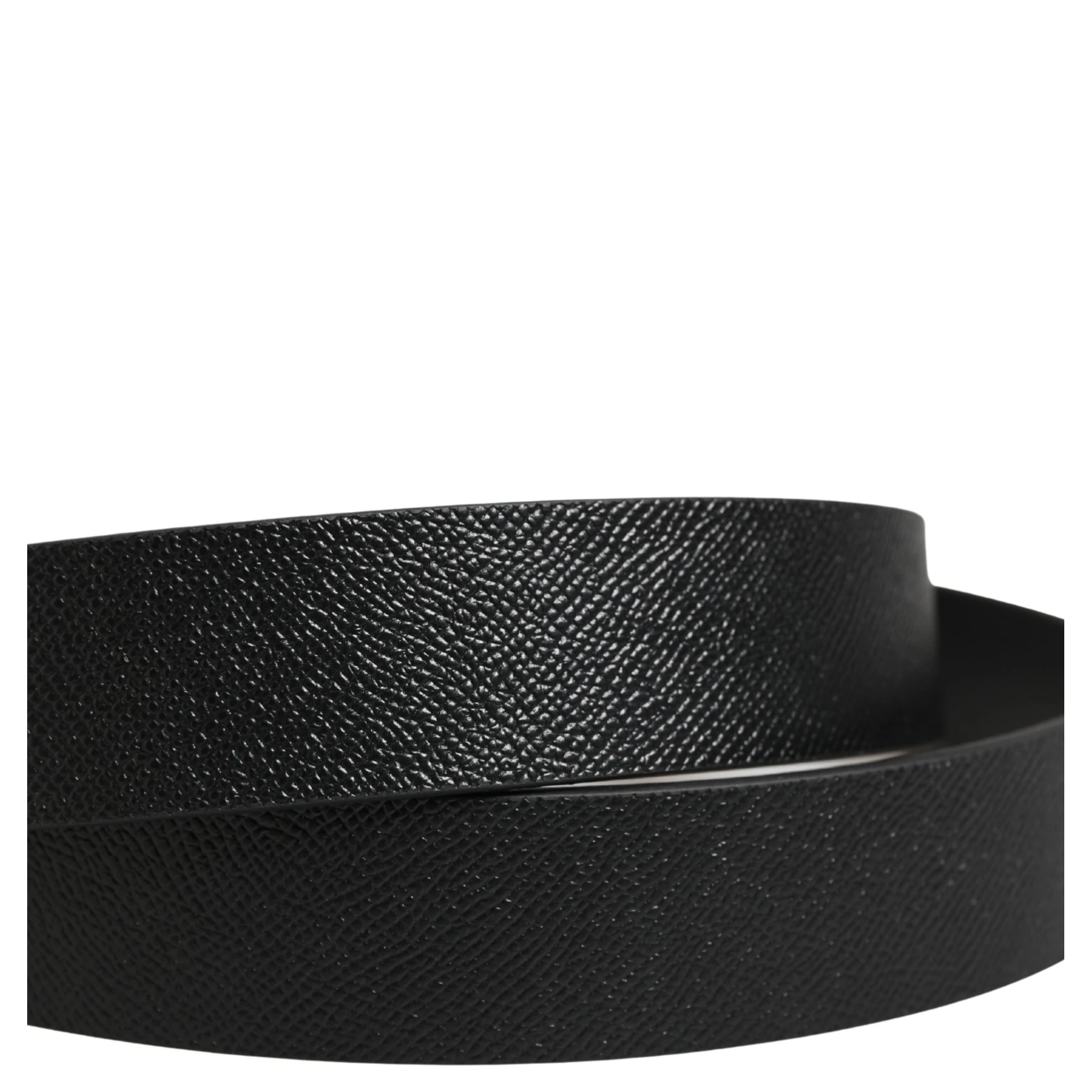 Black Classic Calf Leather Metal Buckle Belt