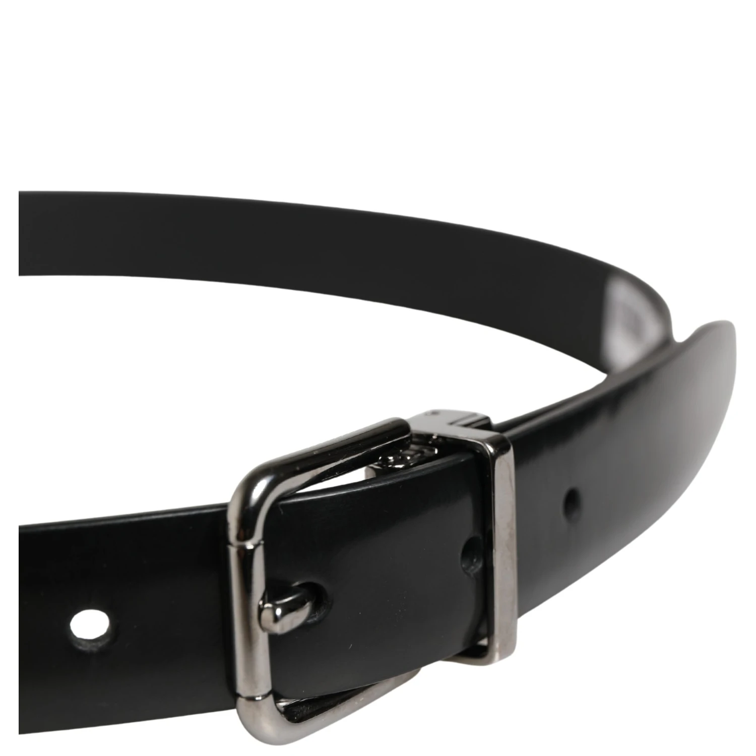 Men Black Leather Classic Metal Buckle Belt