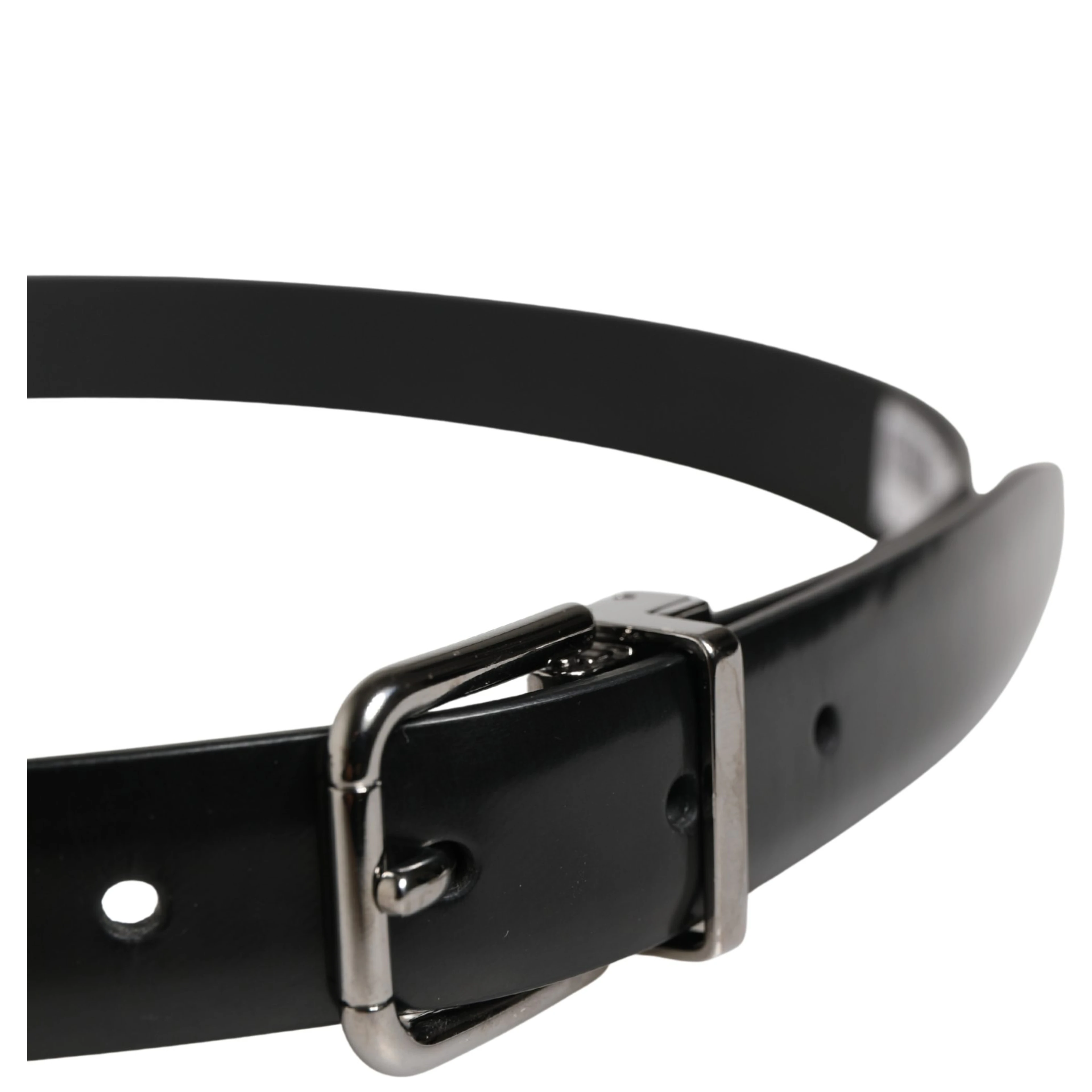 Men Black Leather Classic Metal Buckle Belt