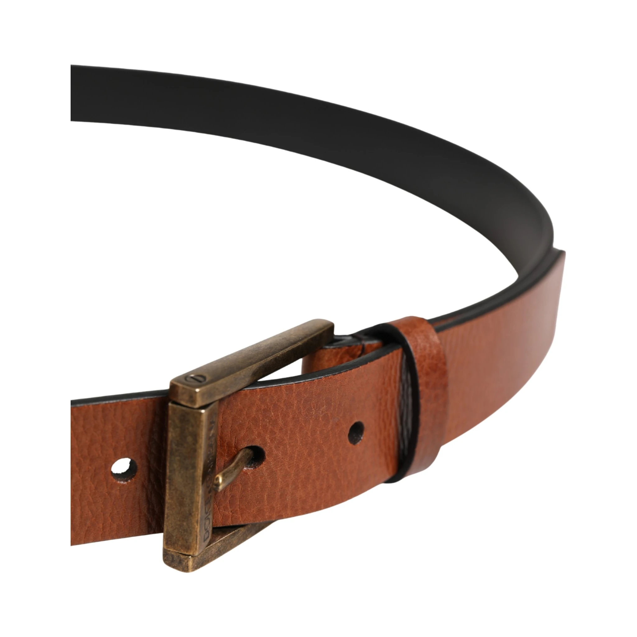 Men Brown Leather Classic Metal Buckle Belt