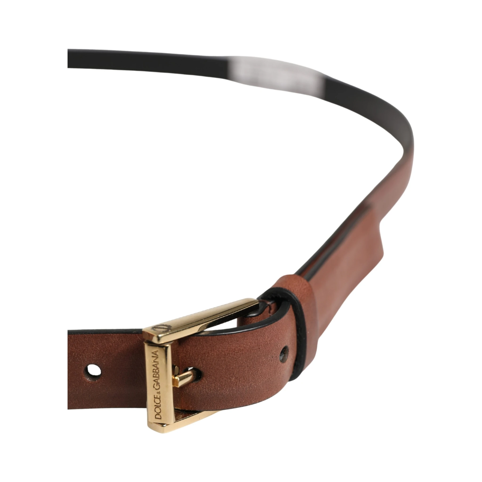 Men Brown Leather Classic Metal Buckle Belt