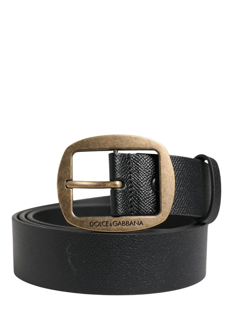 Men Black Classic Leather Metal Buckle Belt